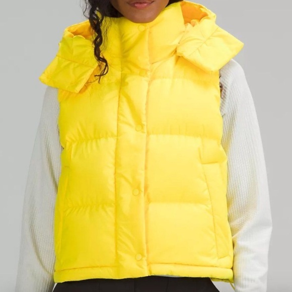 NWOT Lululemon Sonic Yellow Wunder Puff Cropped Vest Puffer | Size 12 - Picture 1 of 6